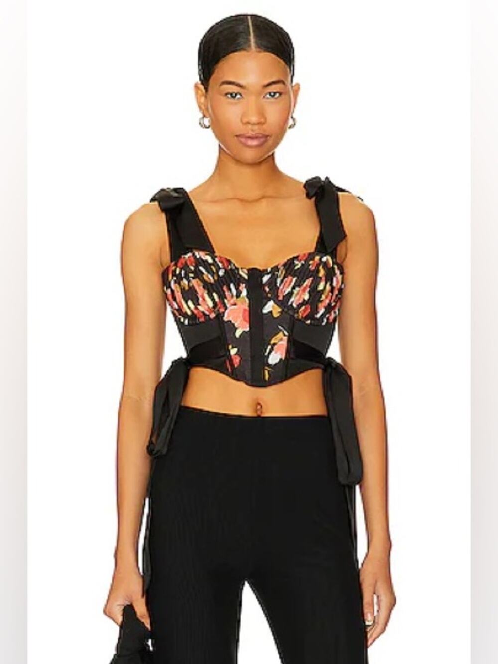 FOR LOVE & LEMONS Eugene Bustier Top in Dark Print
